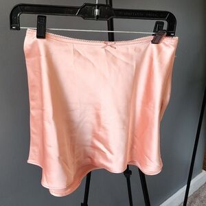 Peach Satin Mini Skirt